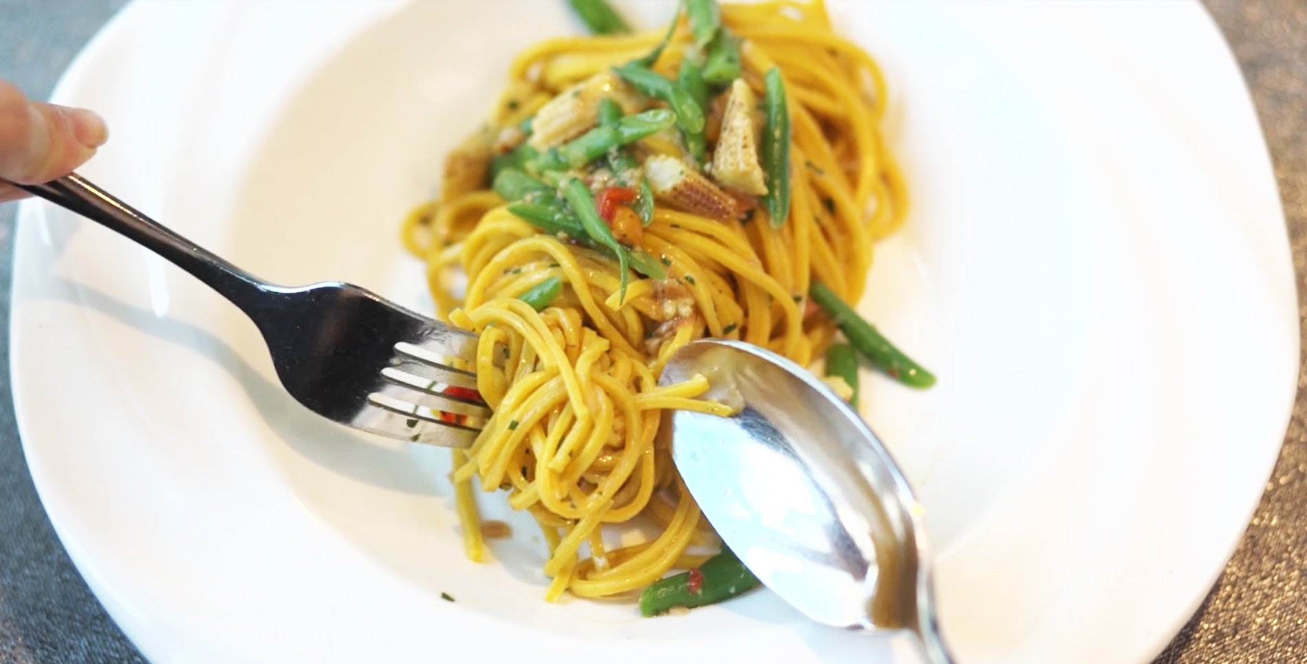 Homemade tagliolini with mixed vegetable